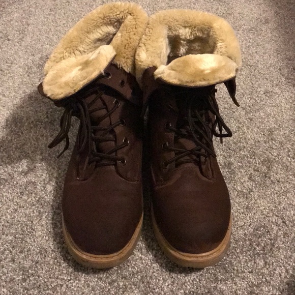 Maroon/brown combat boot - Picture 5 of 7